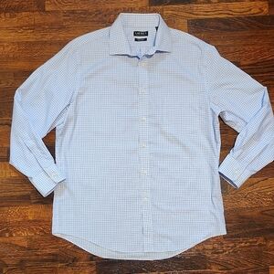 Lauren Ralph Lauren Black Label Blue Checkered Dress Shirt Regular Fit 16.5 Neck
